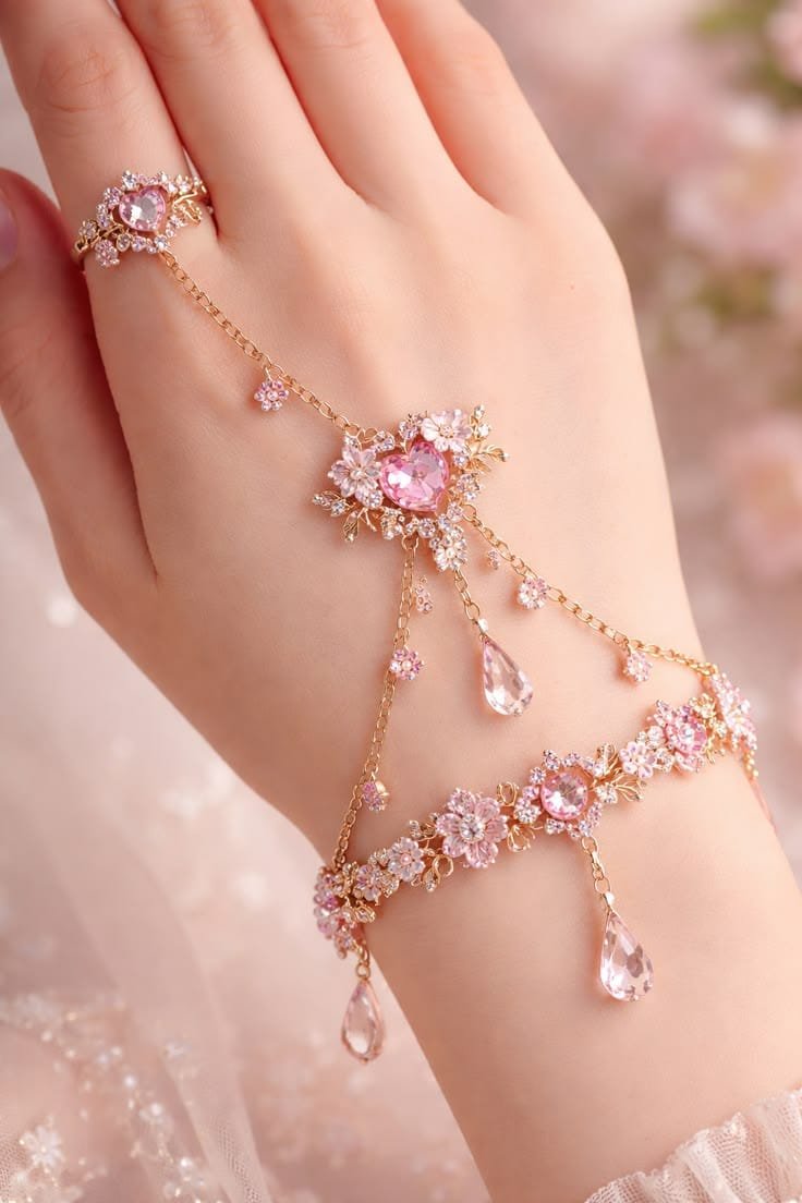 Floral Rhinestone Bracelet