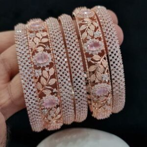 Elegant rose-gold floral bangles