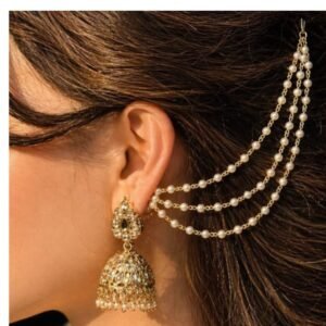 Elegant Pearl Hair Chain & Jhumka