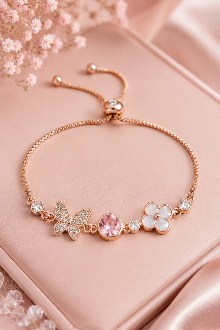 Butterfly and floral bracelate